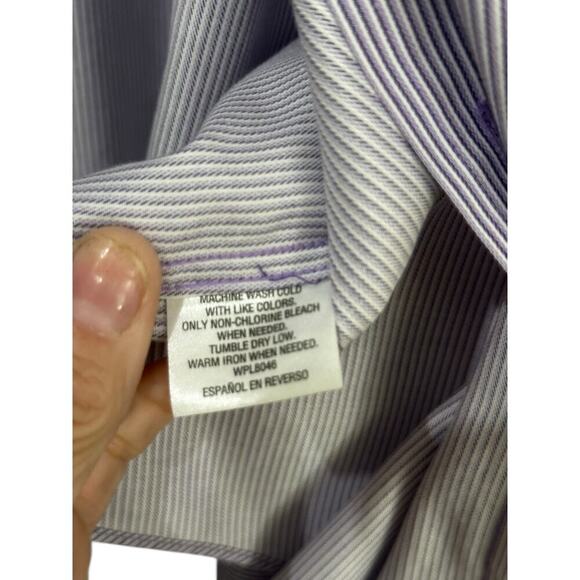 Tasso Elba Men's Purple White Striped Long Sleeve Button Down Shirt Size XXL - Picture 2 of 6